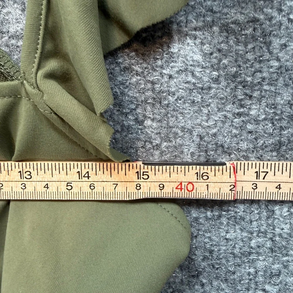 Free People‎ Crop Top Women Large Olive Green Ruffle Shoulder Square Neck Boho